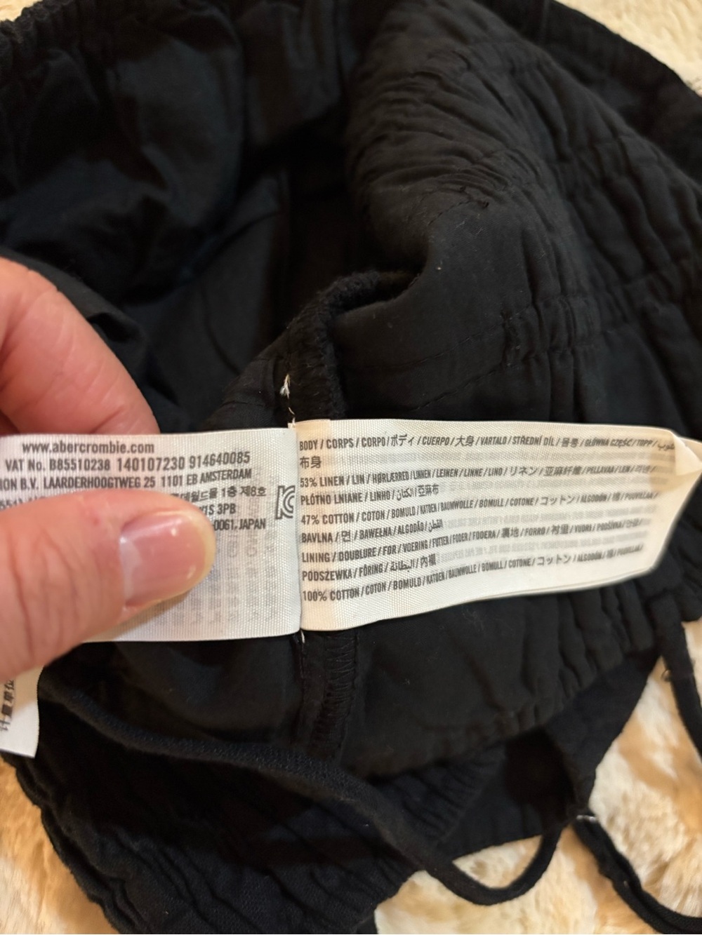 Abercrombie & Fitch Black Linen Smocked Cropped Cami - Picture 5 of 5